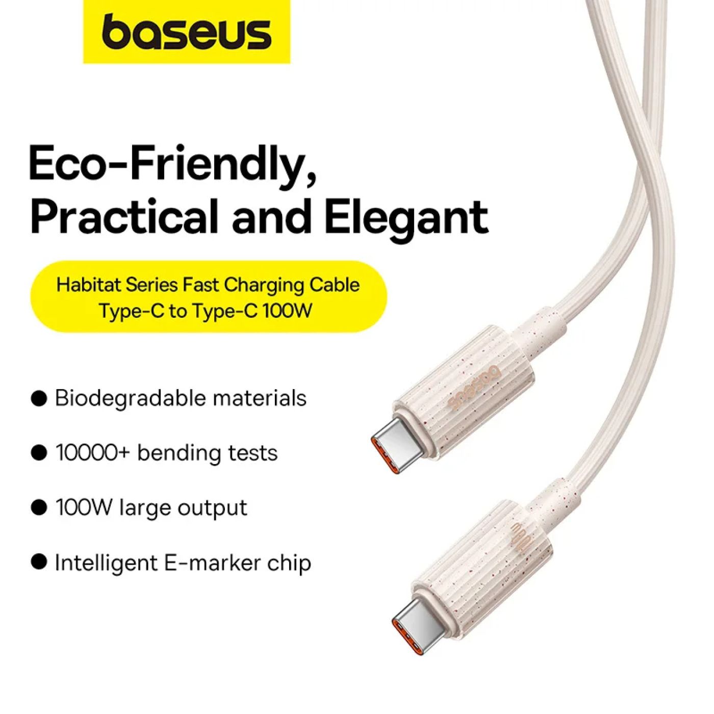 Baseus Habitat Series Fast Charging Cable Type-C to Type-C 100W Cho i.P 15 S.a.m.S.u.n.g M.a.c.b.o.o