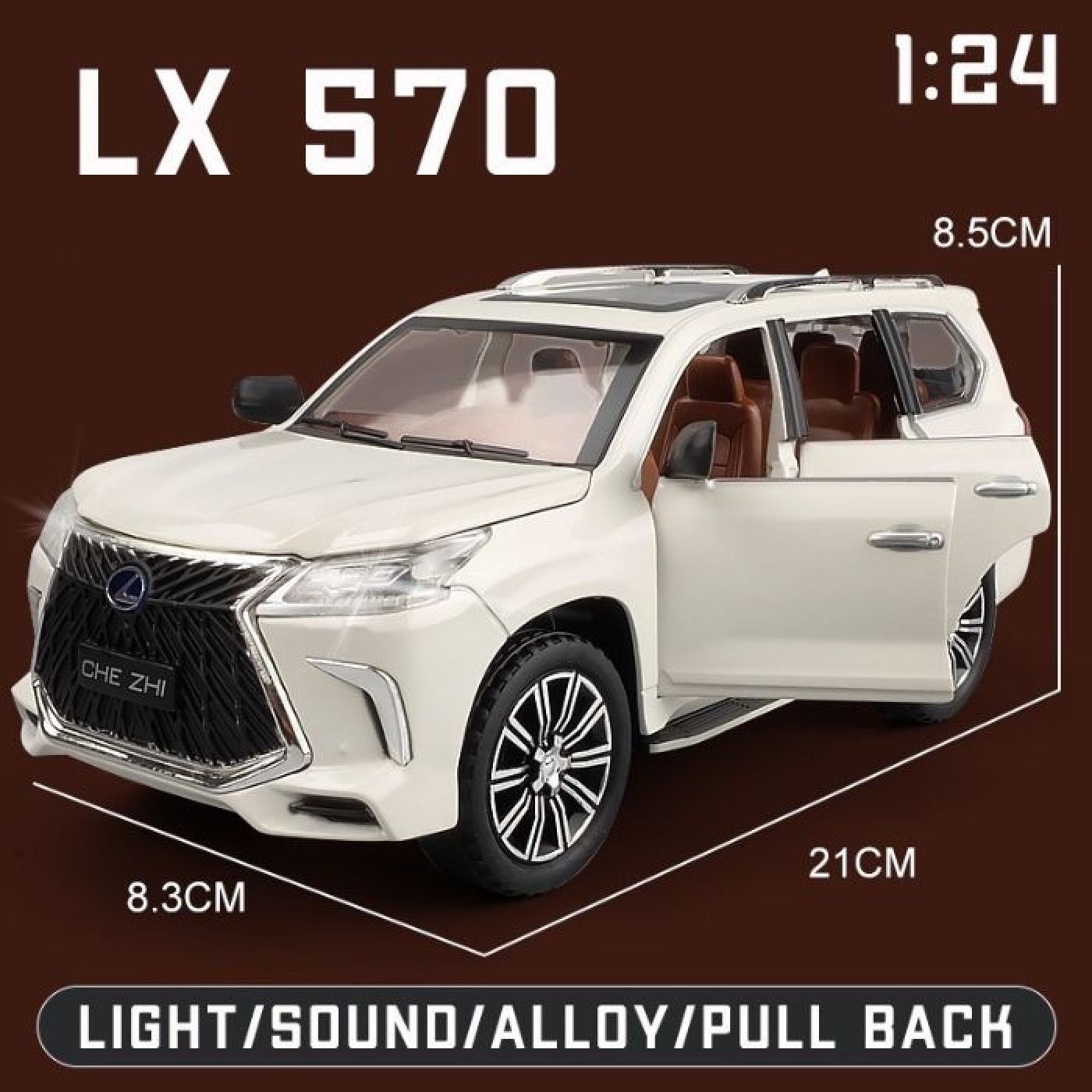 Mô hình xe hơi LX570 CheZhi bằng kim loại tỷ lệ 1:24 (còn màu trắng và xanh)