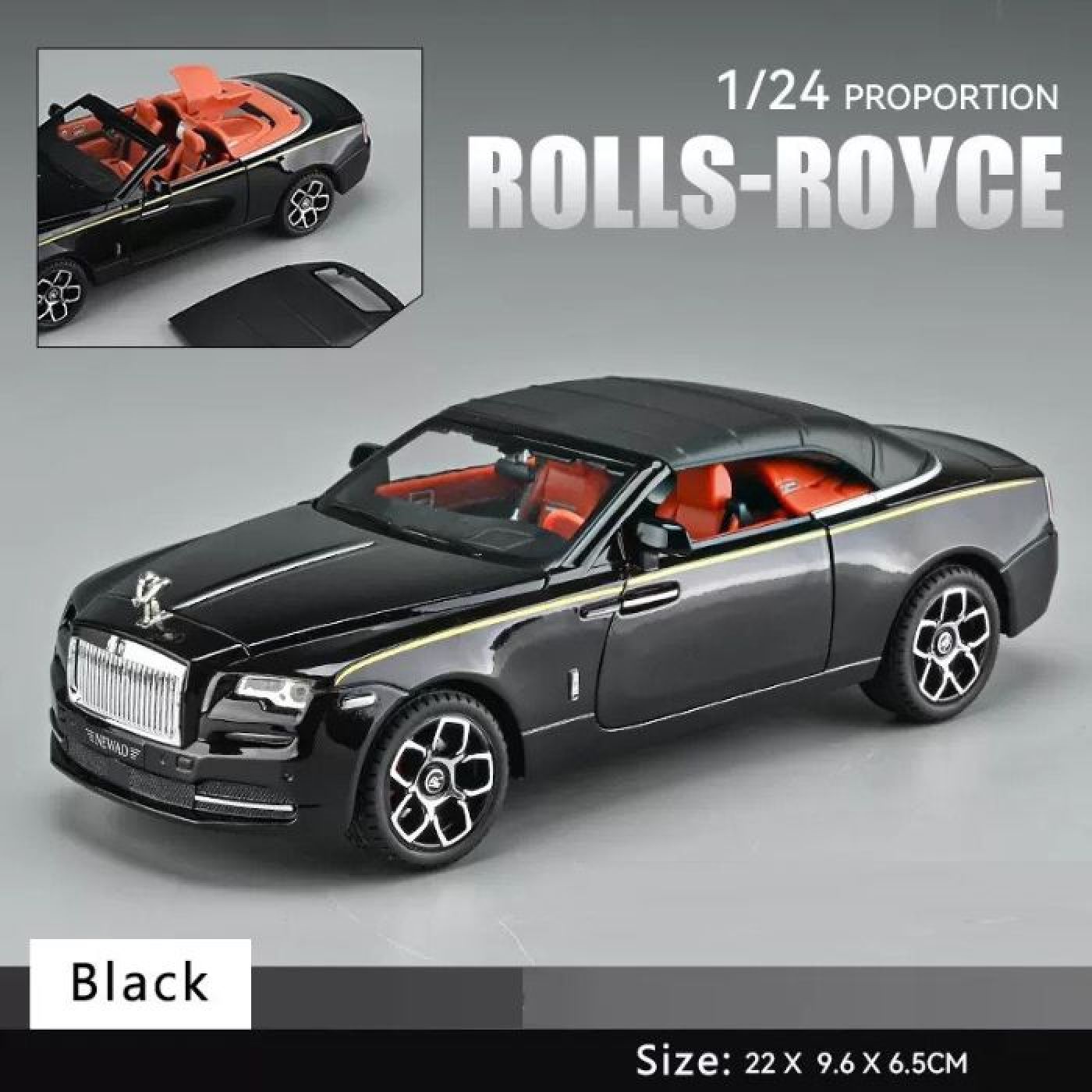 Xe mô hình Rolls Royce Dawn Newao mui trần bằng kim loại tỷ lệ 1:24 (note màu vào ghi chú)