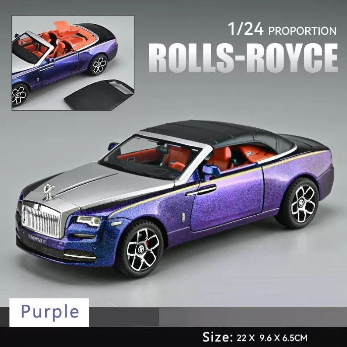 Xe mô hình Rolls Royce Dawn Newao mui trần bằng kim loại tỷ lệ 1:24 (note màu vào ghi chú)