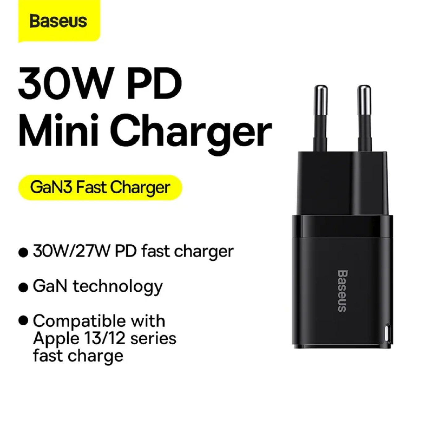 Củ Sạc Nhanh Baseus GaN5 Fast Charger Mini 1C 30W Cho i.P..h.o.n.e 14 13 12 11 Pro Max