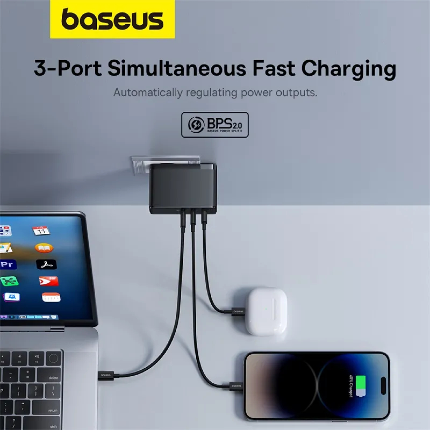 Bộ Sạc Nhanh Baseus GaN5 Pro Digital 160W Cho Laptop M.a.c.b.o.o.k (Fast Charger 2C+U PD3.1 QC PPS)