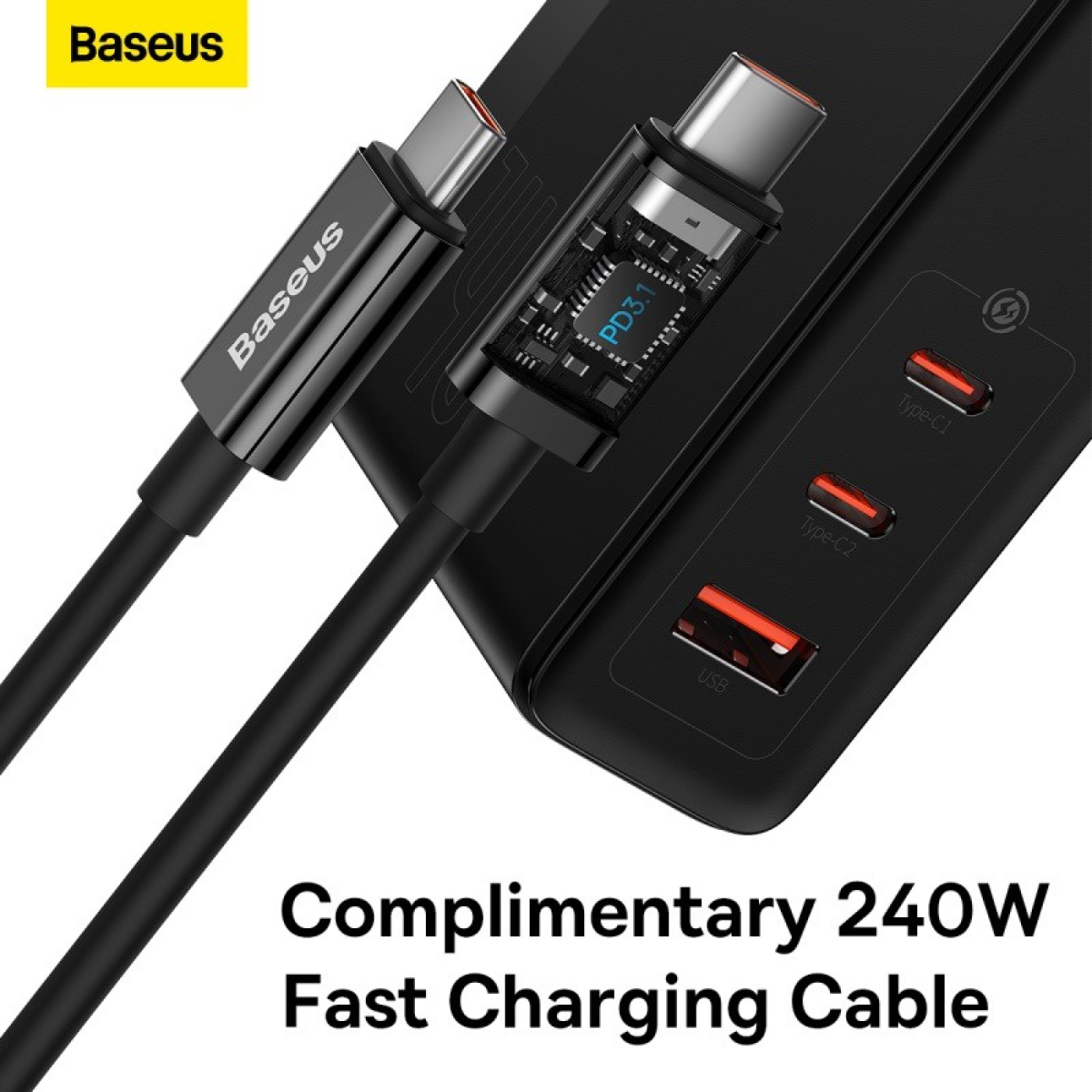 Củ Sạc Nhanh Baseus GaN5 Pro Fast Charger 140W ( cáp C to C , Type C*2 + USB, PD/ QC4.0/ QC3.0/ AFC