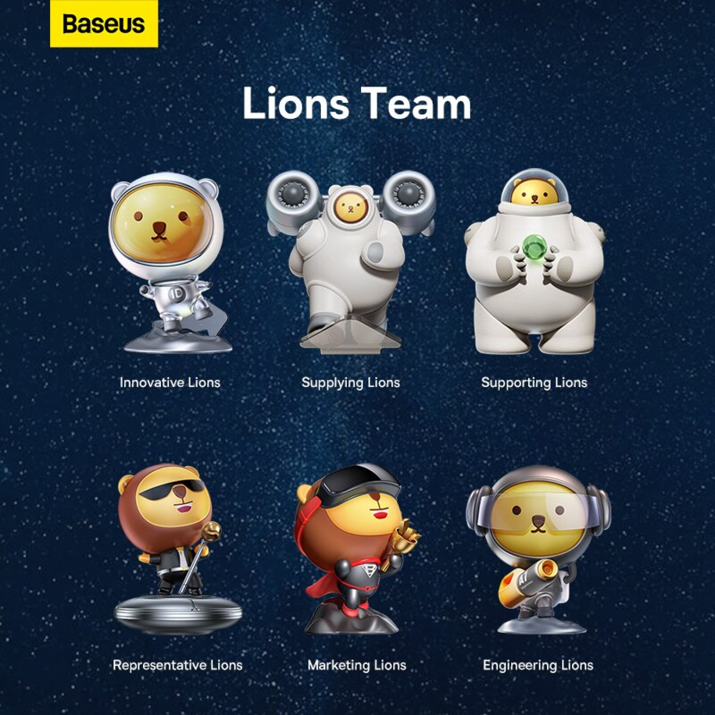 Mô hình Linh Vật Sư Tử Baseus Mascot Lion ( LUCKY BOX + TẶNG KÈM 6 MÓC KHÓA HÌNH LINH VẬT )