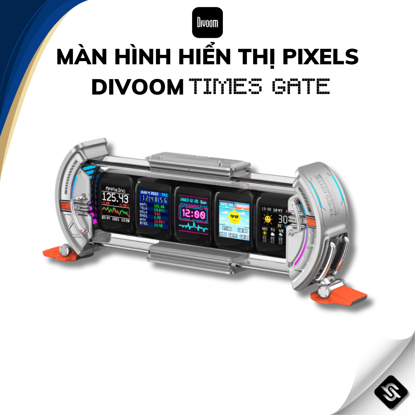 Đồng hồ kỹ thuật số Divoom Times Gate Cyberpunk - Màn hình hiển thị Pixels thông minh