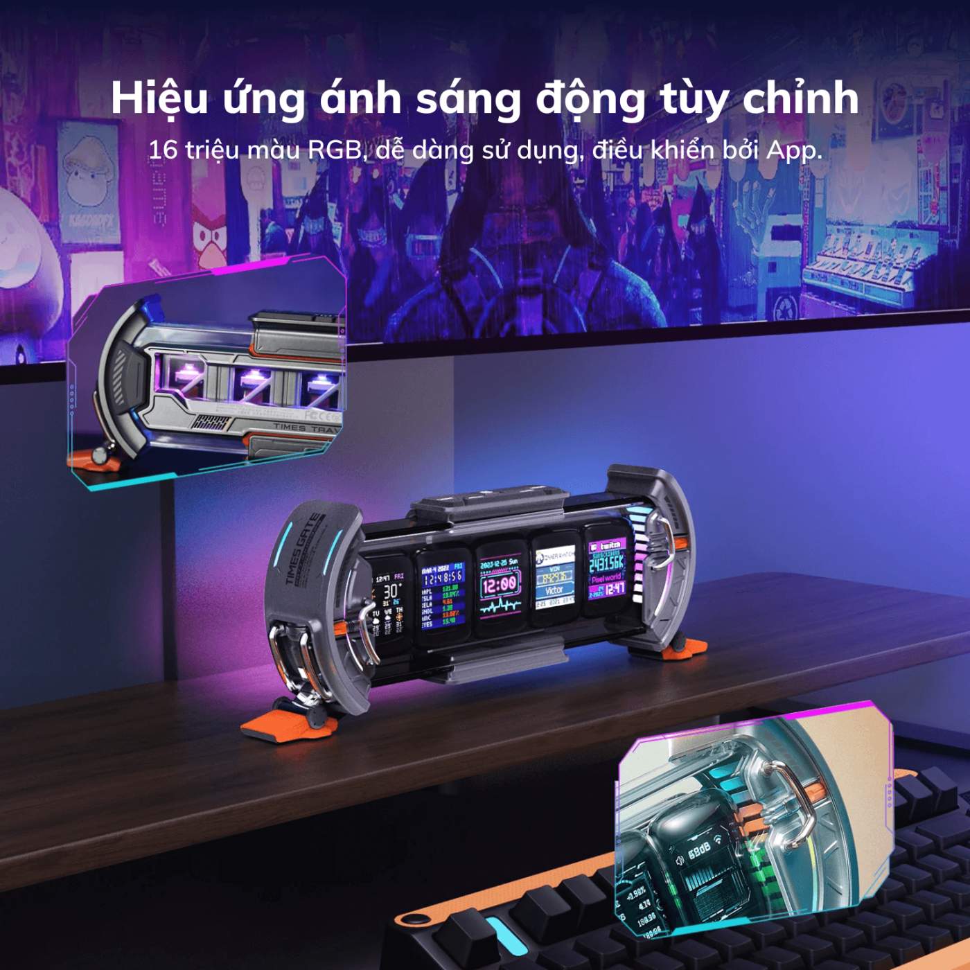 Đồng hồ kỹ thuật số Divoom Times Gate Cyberpunk - Màn hình hiển thị Pixels thông minh