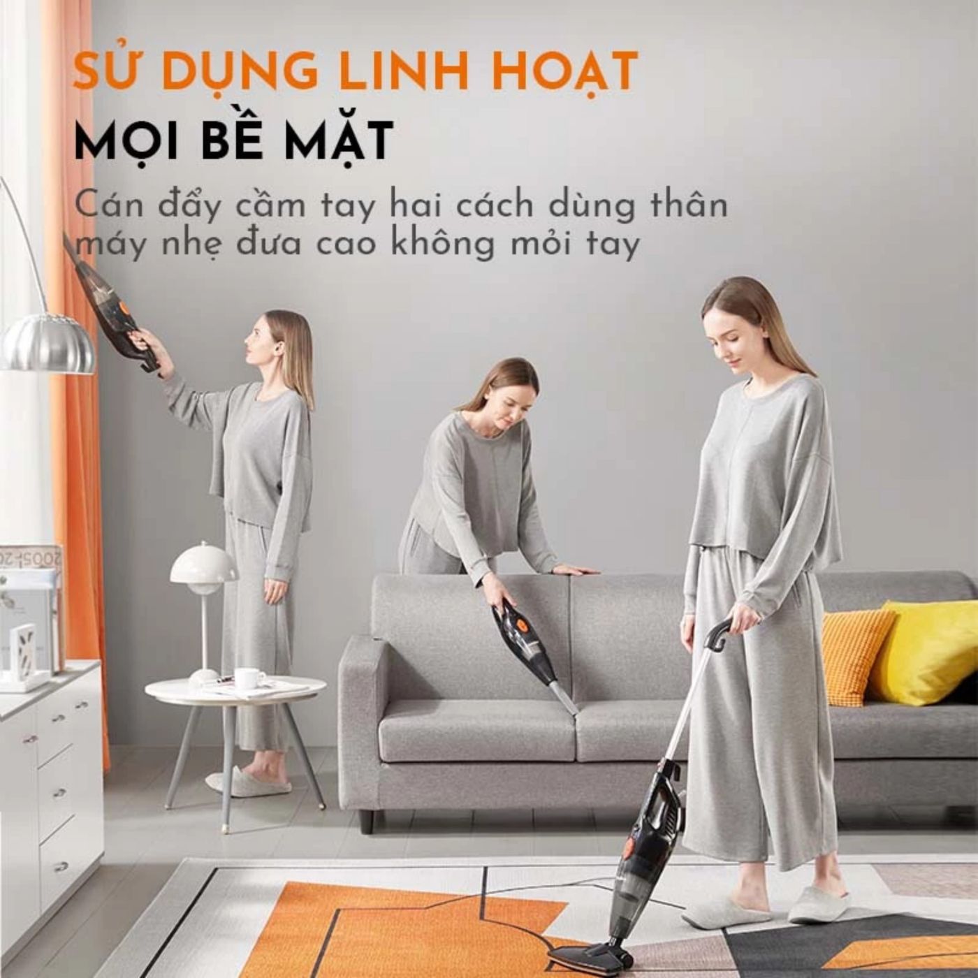 Máy hút bụi cầm tay Gaabor GVCW-M15AS lực hút lớn 16000PA chổi quét 90°, hệ thống lọc 3 lớp - Chính