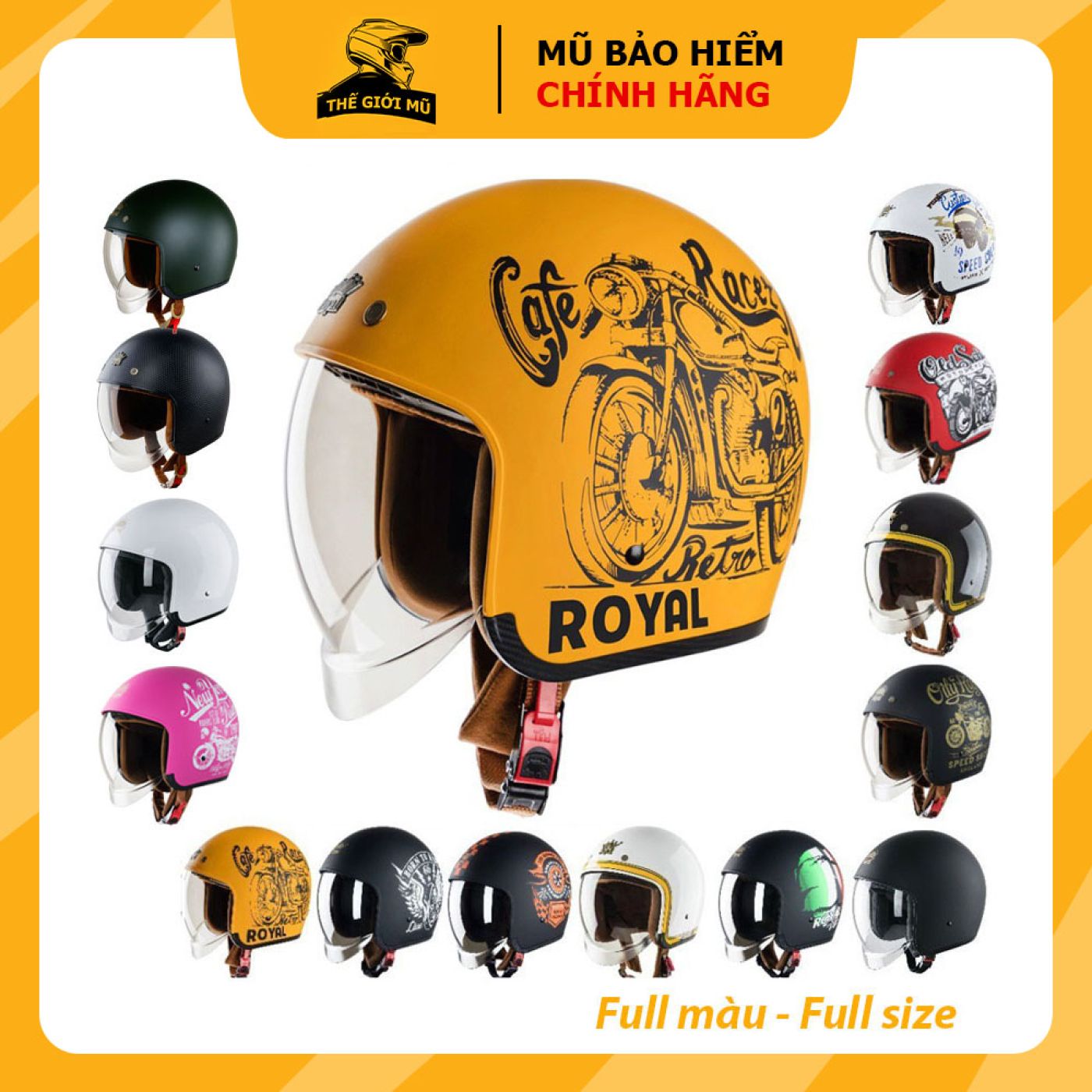 Mũ bảo hiểm 3/4 Royal M139 TEM (GHI CHÚ MÀU + SIZE)