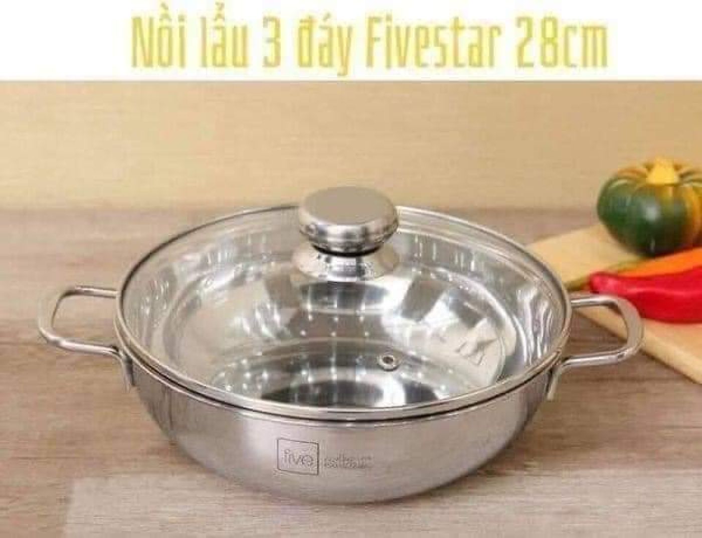 Nôig lẩu inox 3 đáy five star 28cm