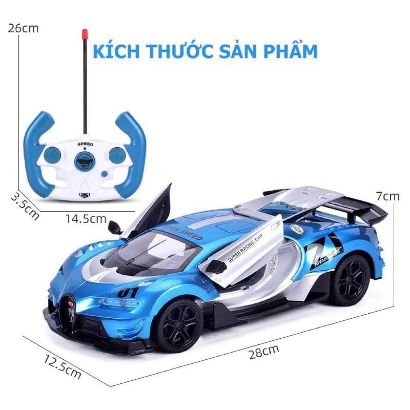 Xe đua BUGATI nâng hạ cánh đk 4 chiều pin sạc( chỉ còn 2c màu xanh )