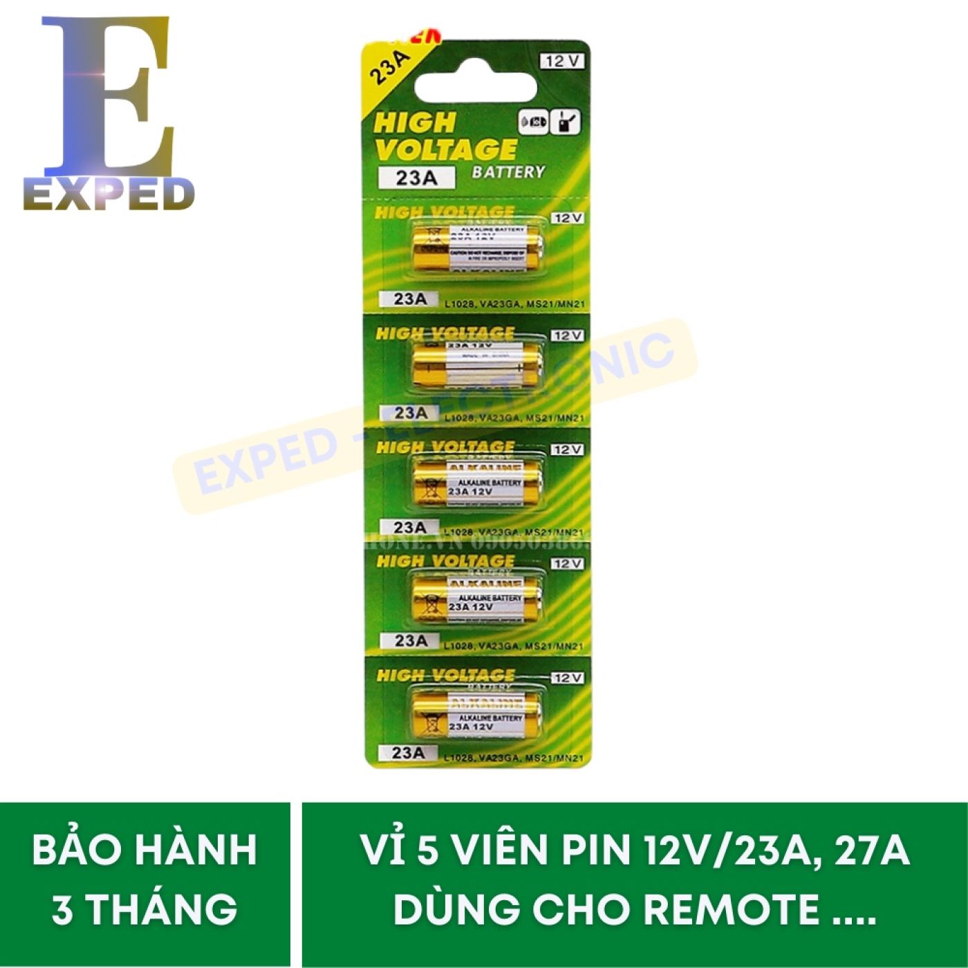 Pin 23A 12V Dùng Cho Remote RF ,Pin điện áp cao, ổn định cho Chìa khóa điện, điều khiển cửa cuốn...