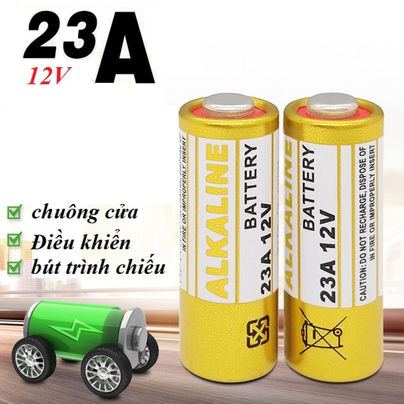 Pin 23A 12V Dùng Cho Remote RF ,Pin điện áp cao, ổn định cho Chìa khóa điện, điều khiển cửa cuốn...