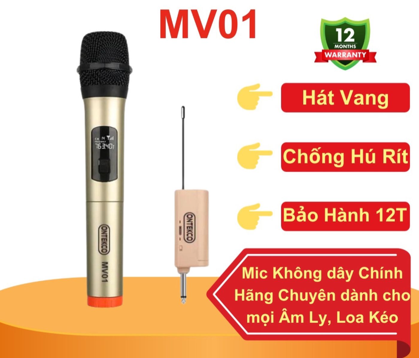 Micro đơn không dây hát karaoke chính hãng