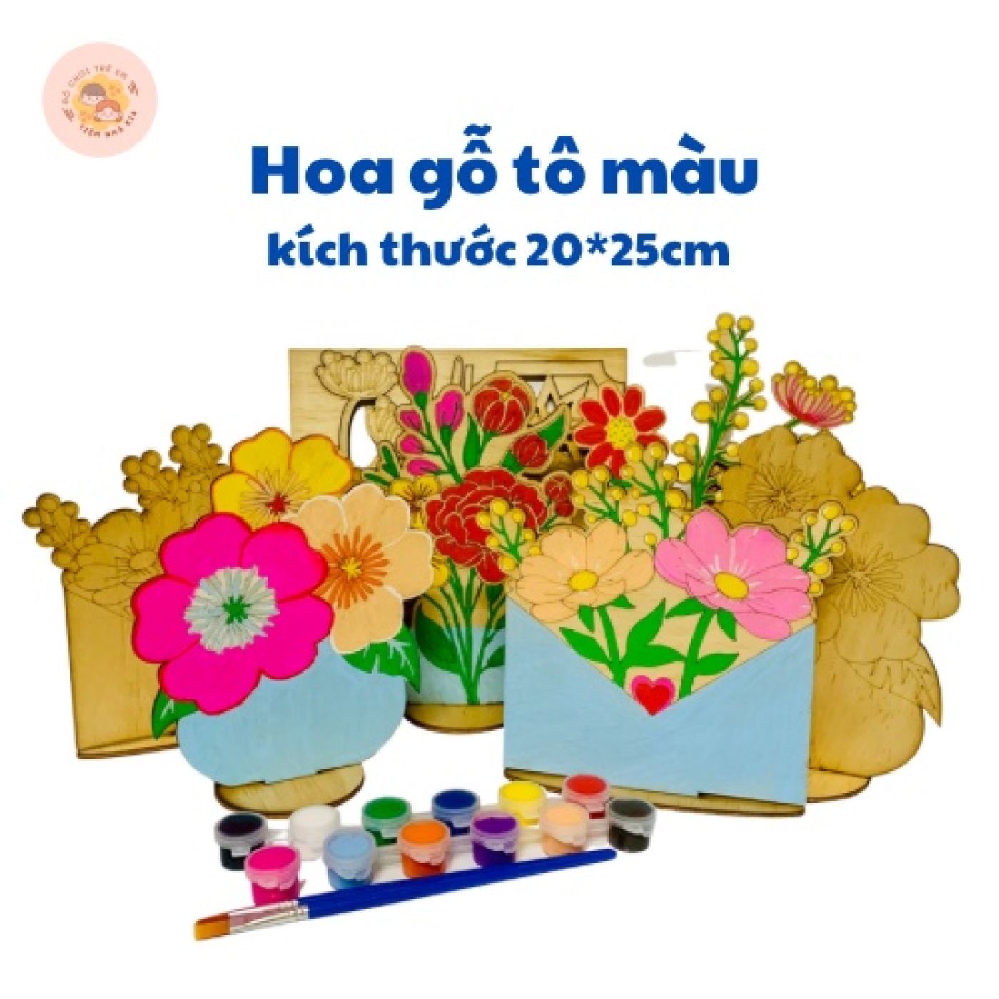 [Loại to] Hoa gỗ tô màu DIY kích thước 20*25cm giúp bé thoả sức sáng tạo_Có thể làm quà tặng, decor