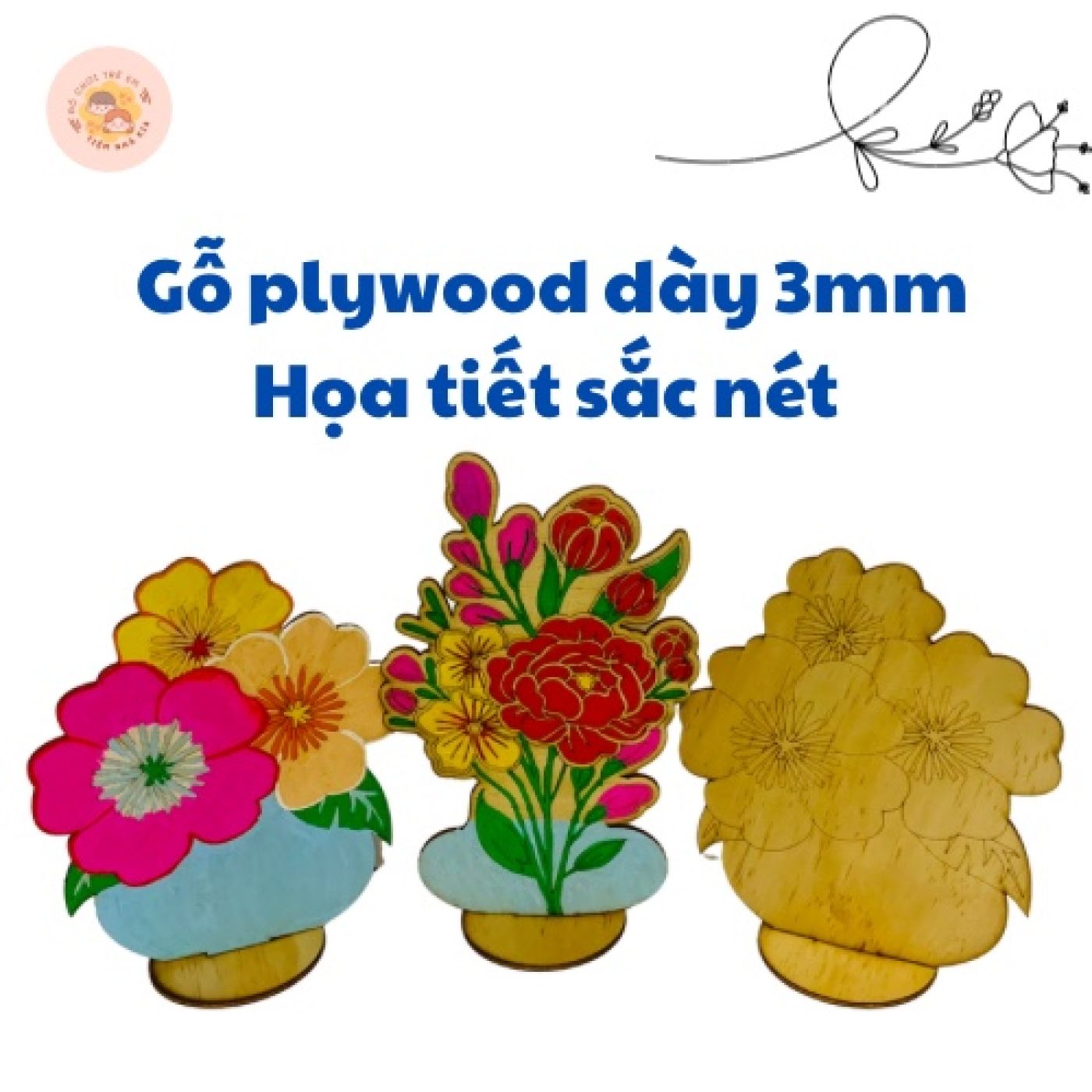 [Loại to] Hoa gỗ tô màu DIY kích thước 20*25cm giúp bé thoả sức sáng tạo_Có thể làm quà tặng, decor