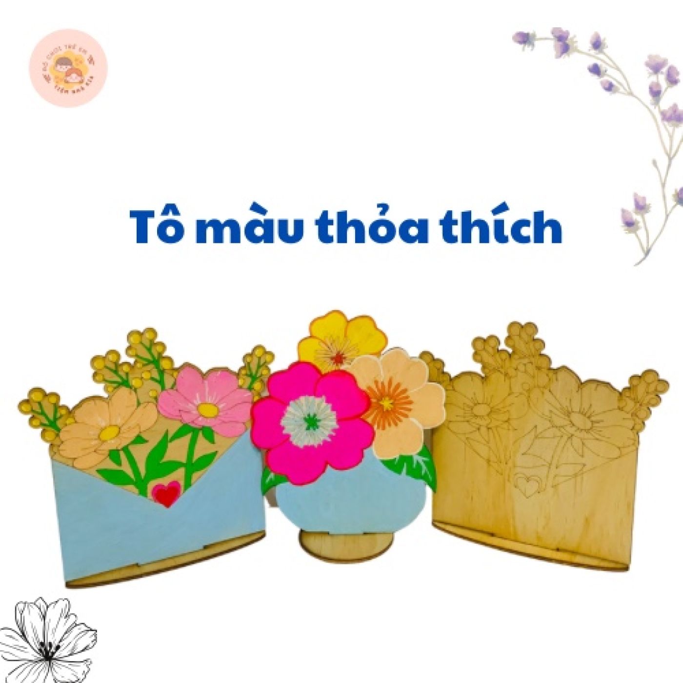 [Loại to] Hoa gỗ tô màu DIY kích thước 20*25cm giúp bé thoả sức sáng tạo_Có thể làm quà tặng, decor