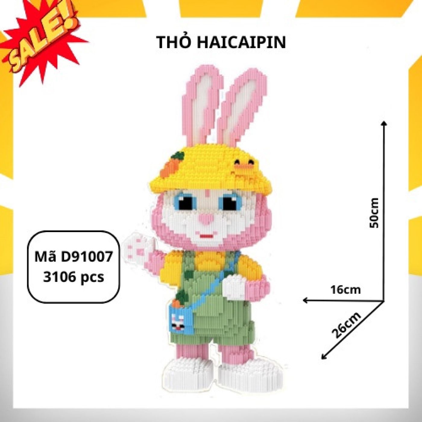 Lego thỏ bearbrick cỡ lớn cao 50cm gồm 3106 chi tiết ( hàng hơi móp hộp )