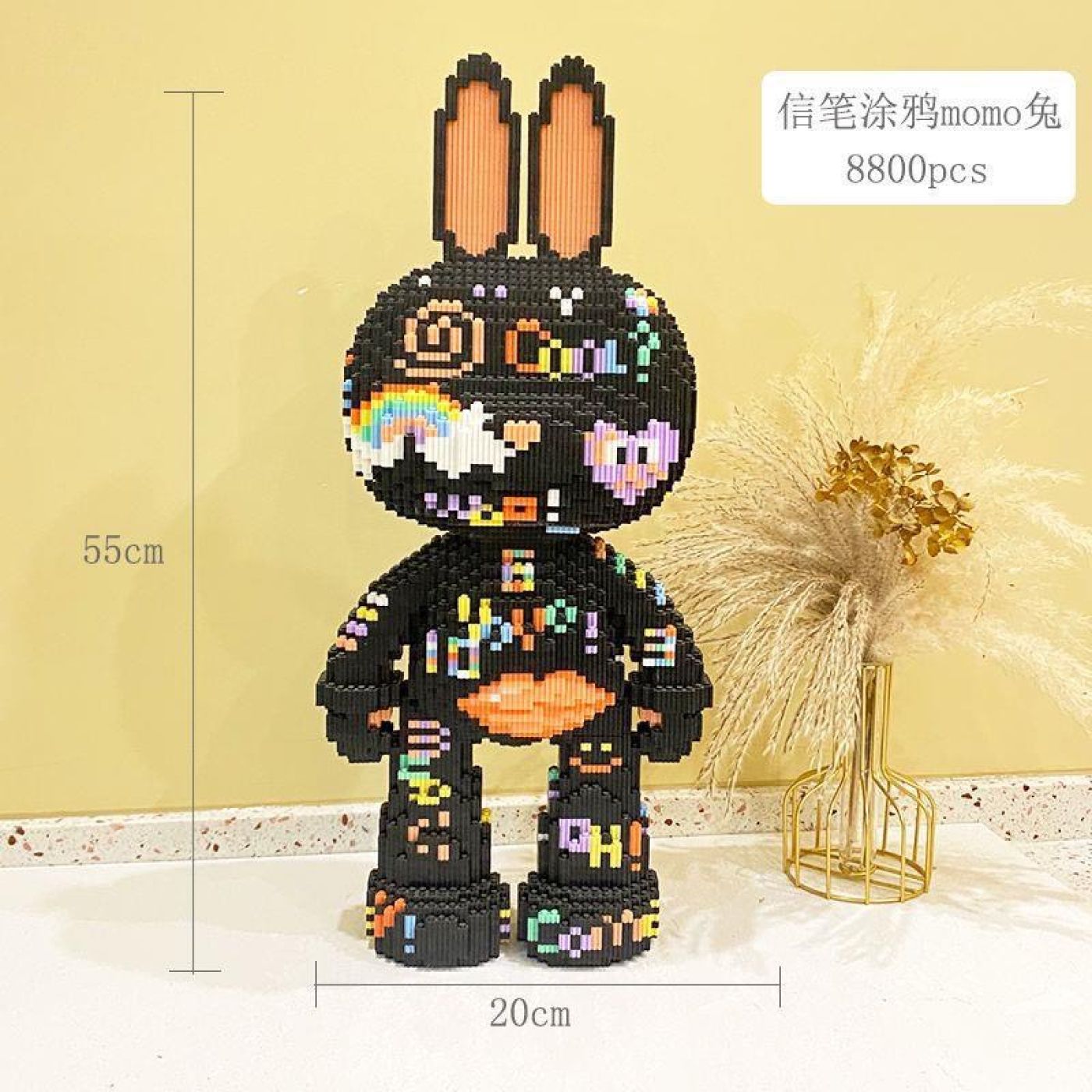 Gấu bear brick thỏ đen 8000 chi tiết cao 55cm ( loại móp hộp )