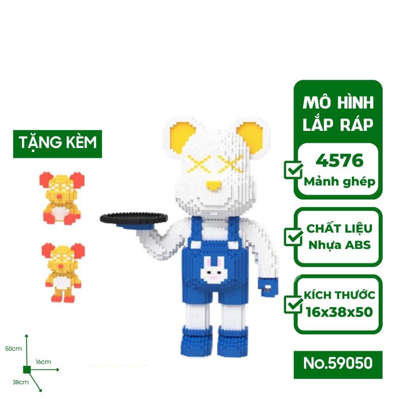 Lego gấu bear brick bồi bàn bê khay 50cm 5200 chi tiết (loại móp hộp)