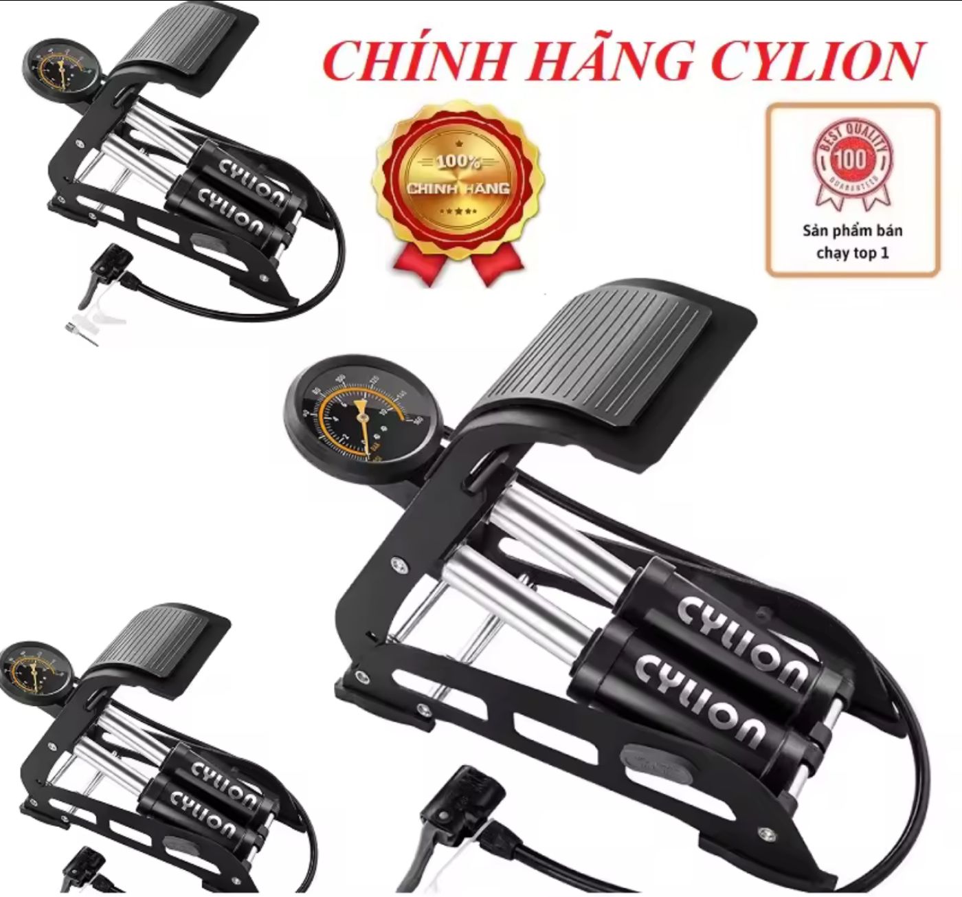 Bơm xe 2 xilanh Chính hãng Cylion