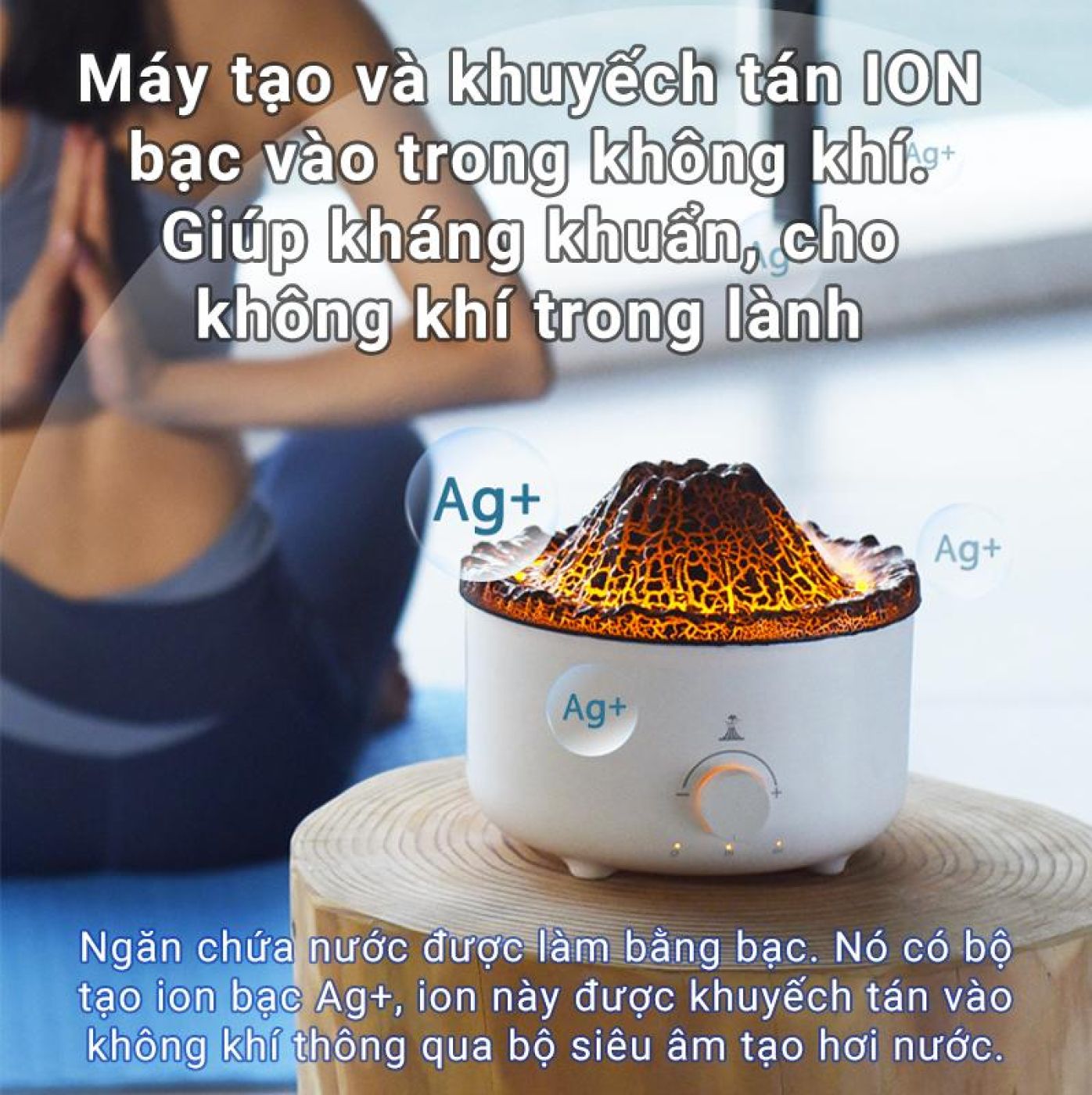 Máy xông tinh dầu kiểu núi lửa V21B - Hiệu ứng phun sương con sứa đẹp mắt