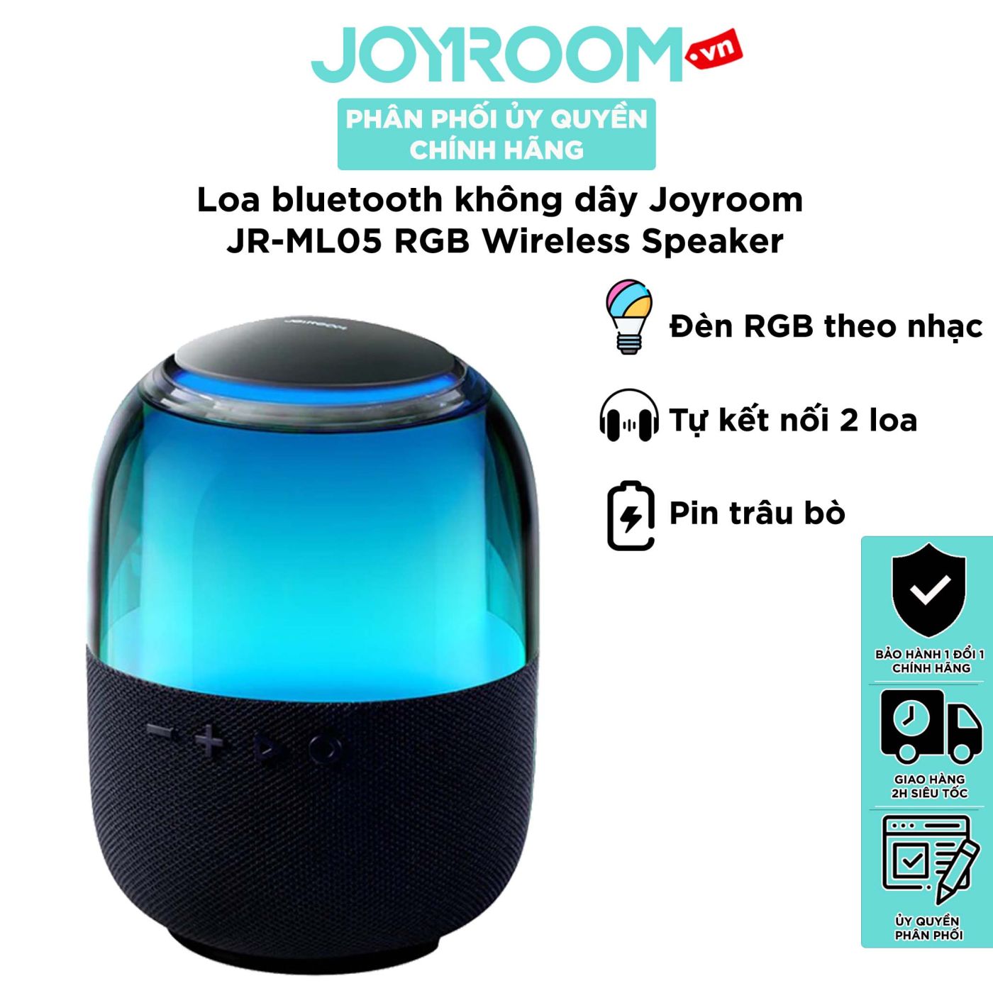 Loa bluetooth không dây Joyroom ML05 RGB Wireless Speaker kết nối 2 loa , pin 2400mAh