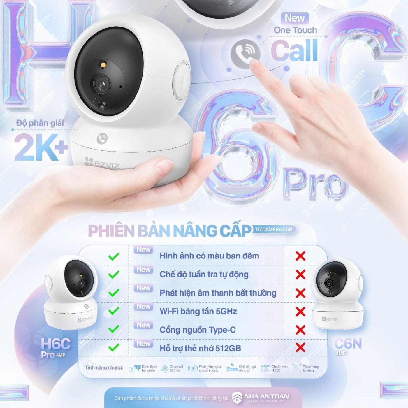 Combo Camera EZViz H6C PRO 4MP + Thẻ 128GB + Chân Đế Chữ L ( Chính Hãng Bảo Hành 2 Năm)