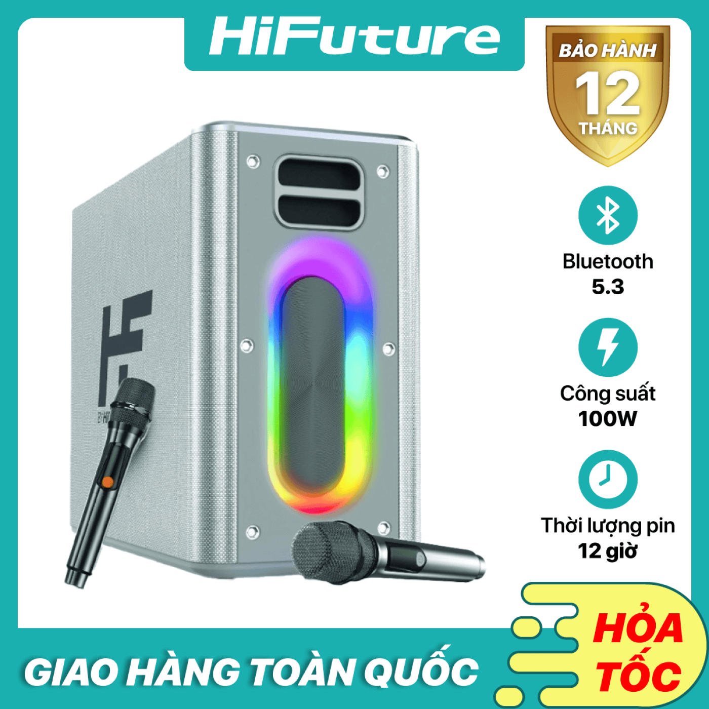 Loa Karaoke di động HiFuture MusicBox 100W (Kèm 2 Micro wireless)