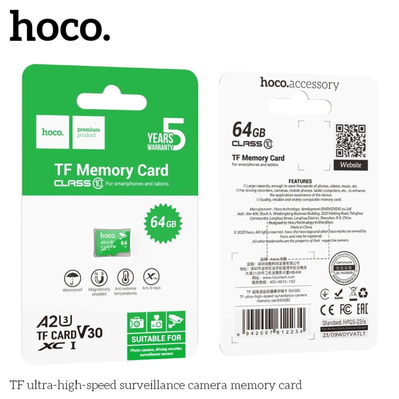 Thẻ nhớ TF memory Card micro SD cao cấp cho Camera giám sát tốc độ cao nhanh 64GB Hoco