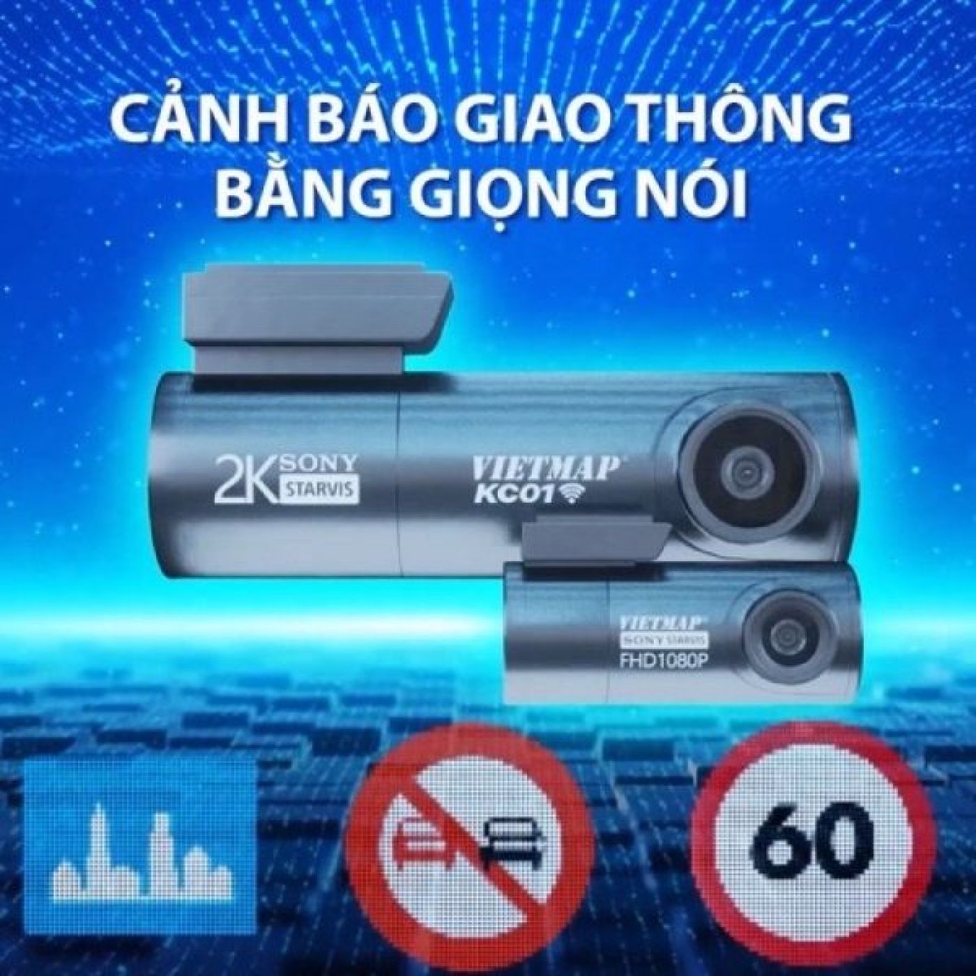 Camera hành trình Vietmap KC01 - Cảnh báo Cam phạt nguội, giới hạn tốc độ