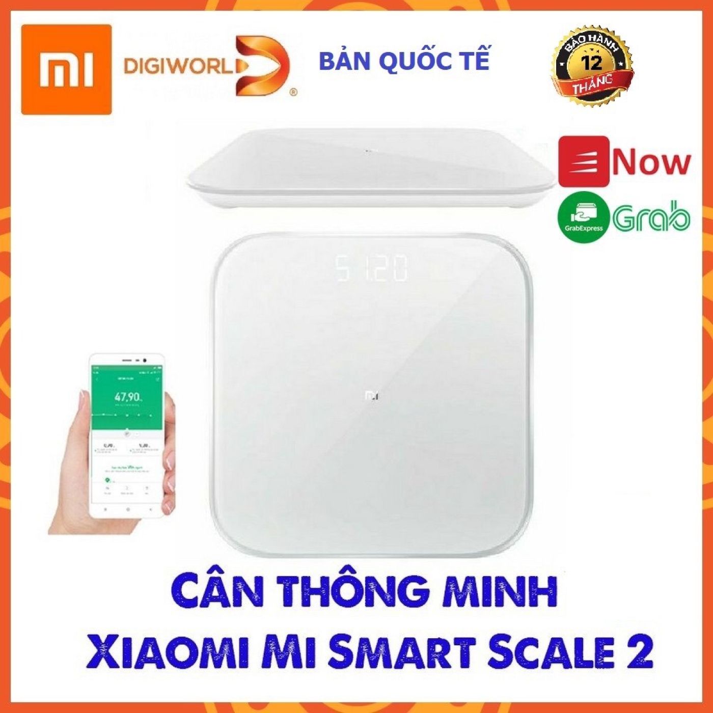 Cân điện tử thông minh Xiaomi Mi Smart Digital Weight Scale/2 (BẢN QUỐC TẾ Dìgiworld phân phối)