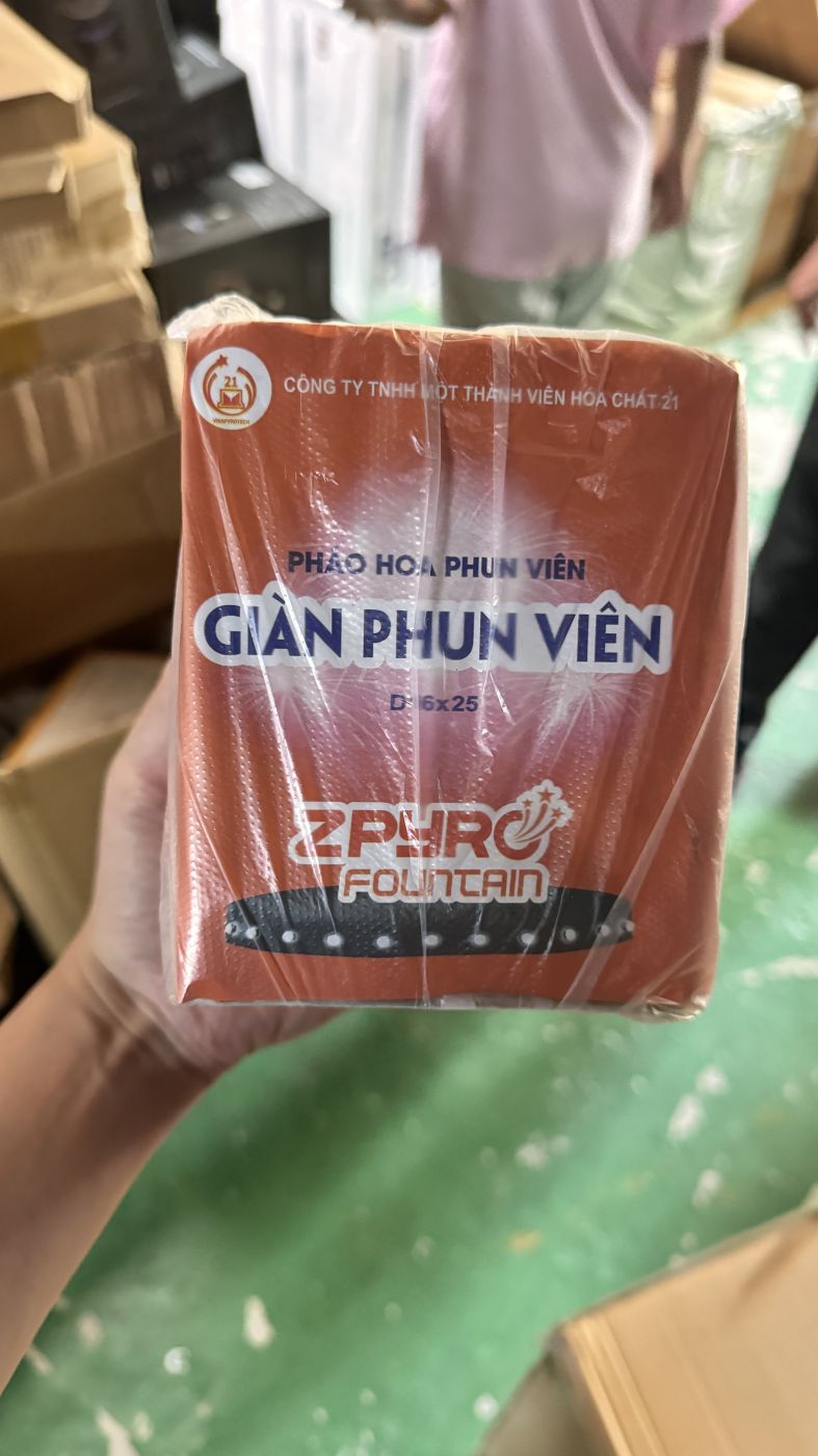 Pháo hoa giàn phun viên, bộ quốc phòng D16 x 25 , sản xuất trước T12/2022 , thùng 24 giàn