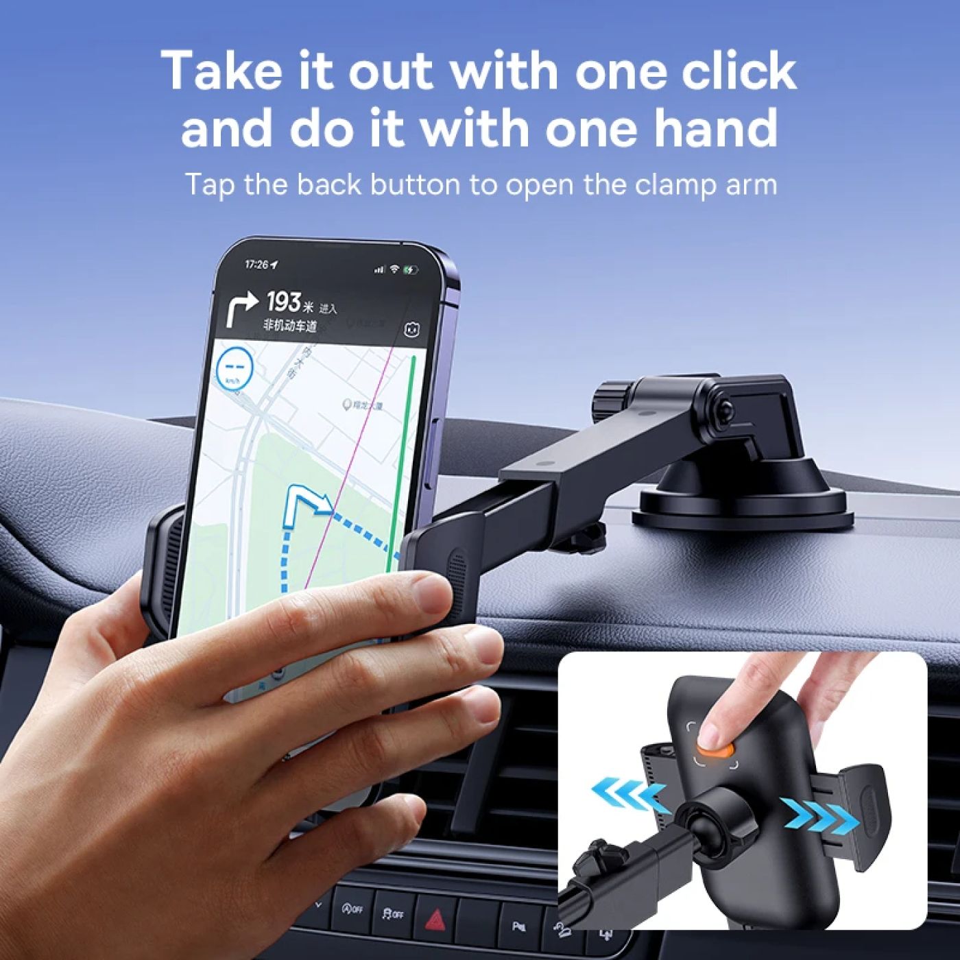 Baseus UltraControl Go Series Clamp-Type Phone Holder Dùng Cho Taplo (Suction Cup Version)