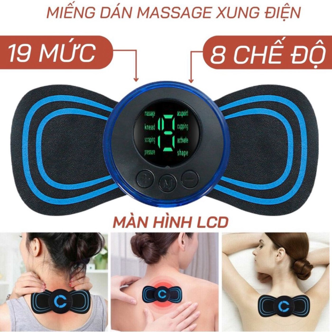 Miếng massage xung điện cổ vai gáy toàn thân, giảm đau nhức hiệu quả với 8 chế độ