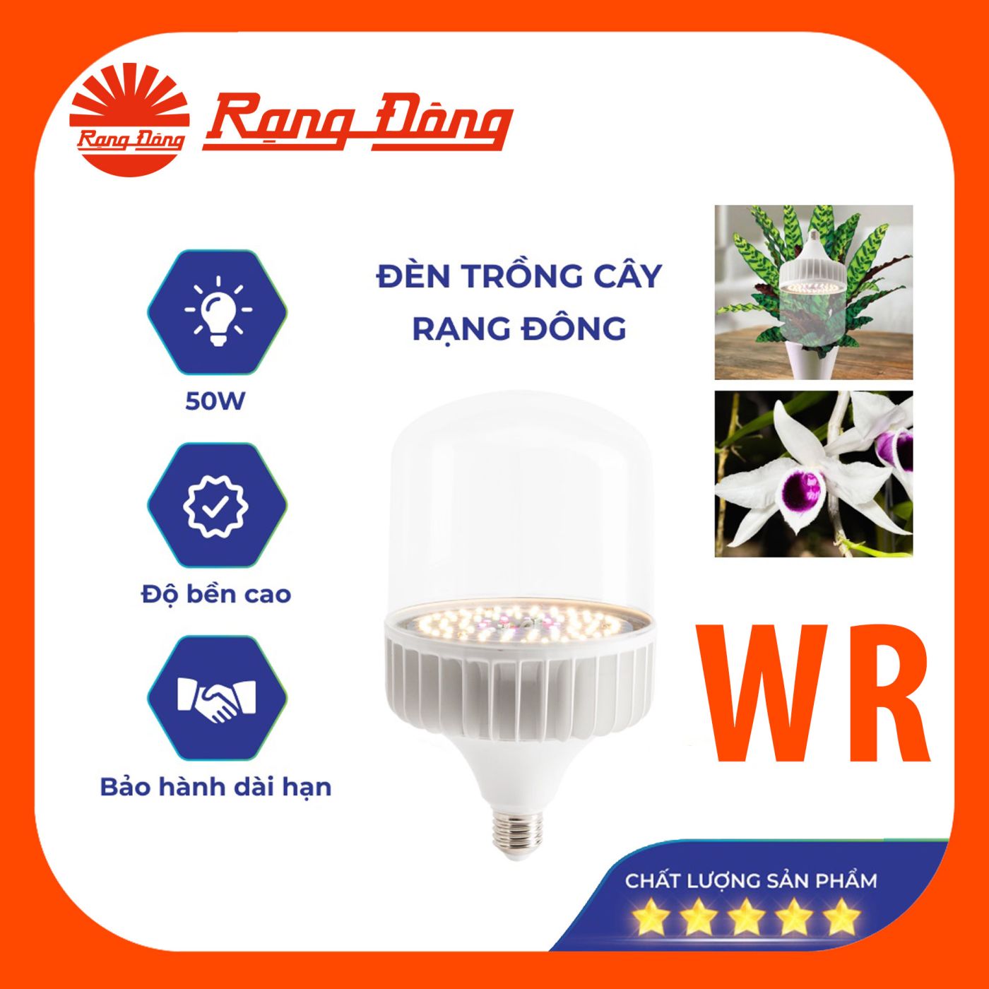 Đèn led trồng cây Rạng Đông 50W,quang hợp trong nhà, kích thích tăng trưởng model: : TR140N1/50W WR