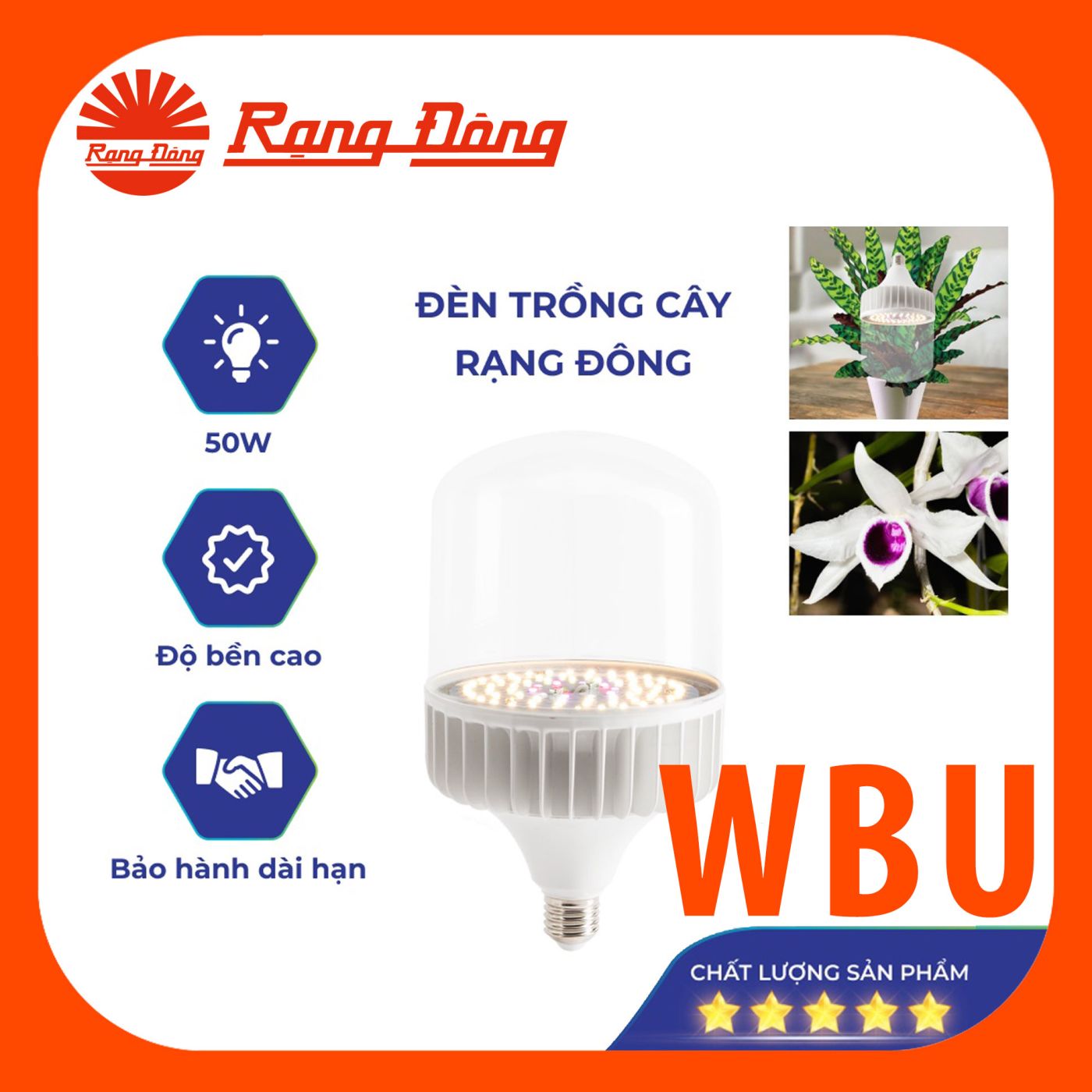 Đèn led trồng cây Rạng Đông 50W,quang hợp trong nhà, kích thích tăng trưởng model