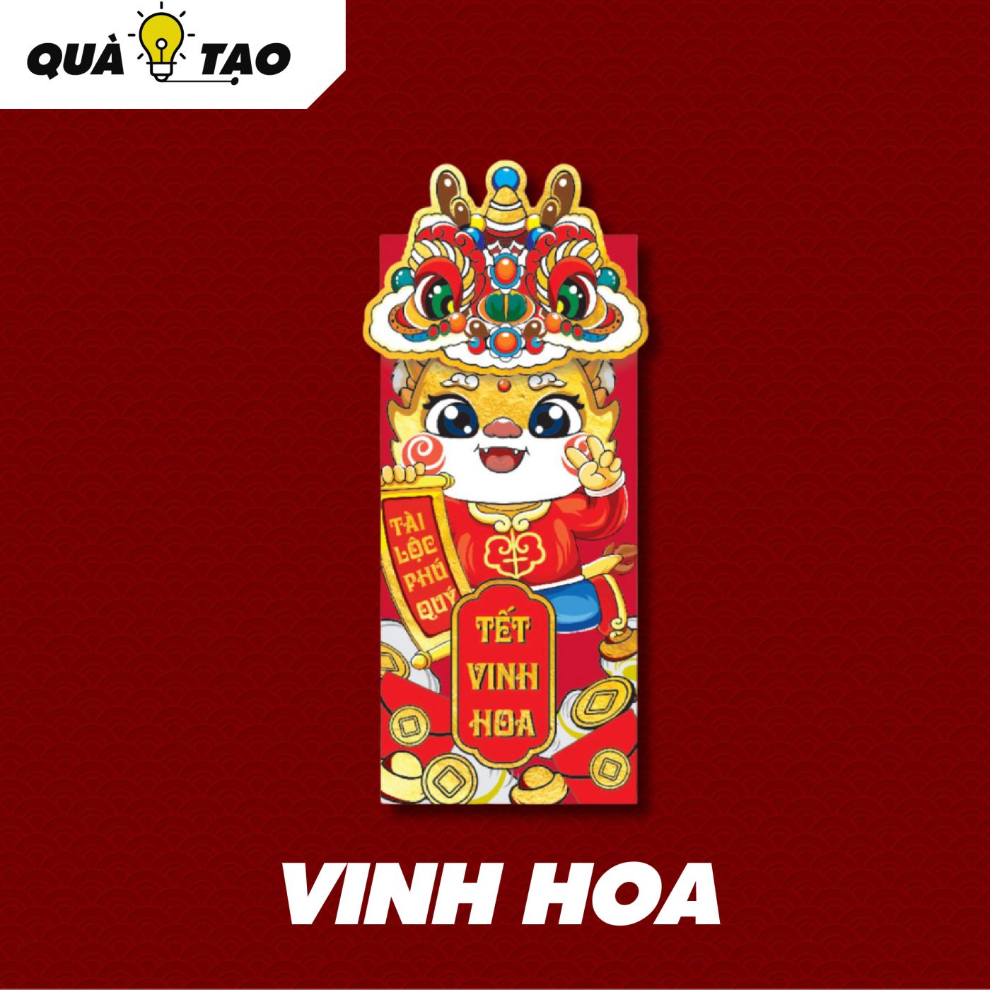 Lì xì Rồng chibi quà sáng tạo dạng dọc combo 6 chiếc