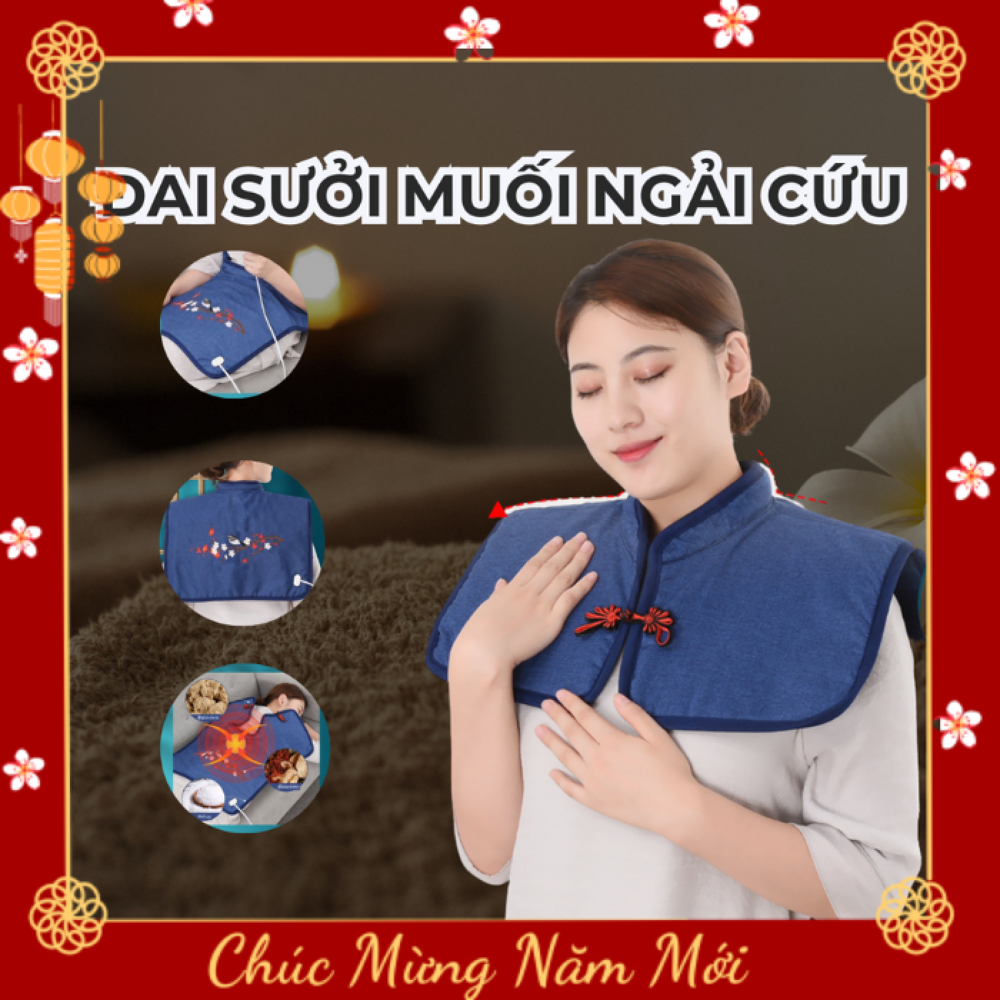 Đai Chườm Thảo Dược Giảm Đau Vai Gáy Cổ, Căng Cứng Cơ, Tăng Tuần Hoàn Máu Có Điều Khiển Chế Độ