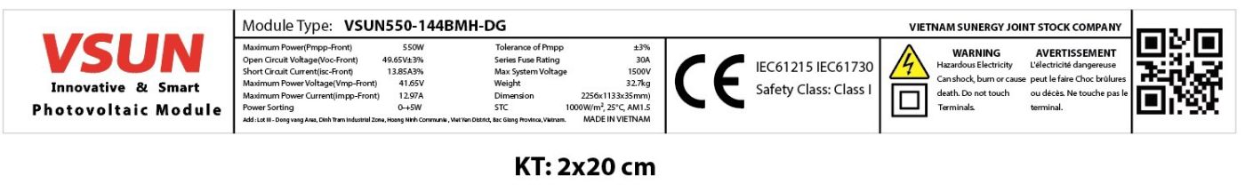 Tấm pin Năng lượng mặt trời VSUN-540w