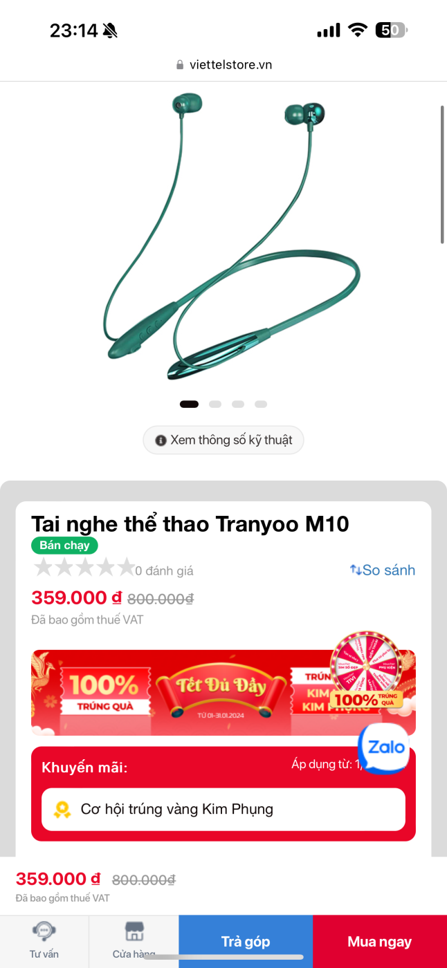 Tai nghe Bluetooth thể thao hãng Tranyoo M10