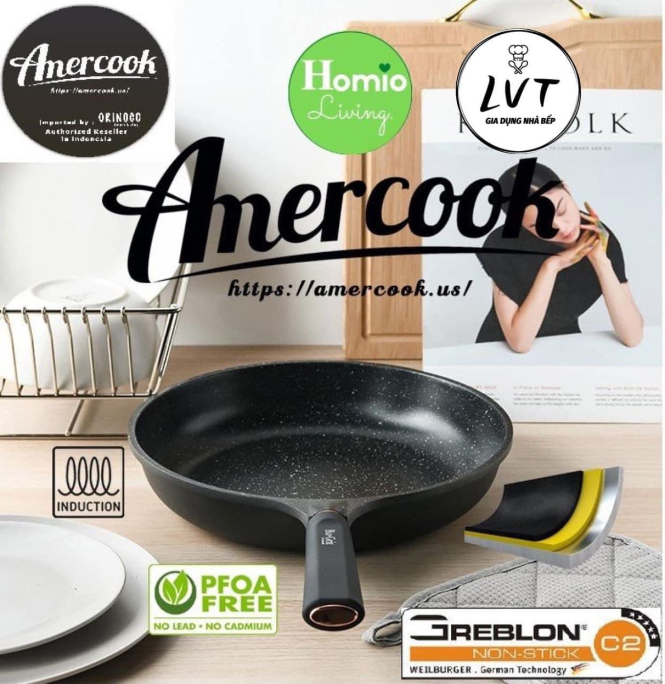 Chảo chống dính Amercook Bio-Grit 20cm