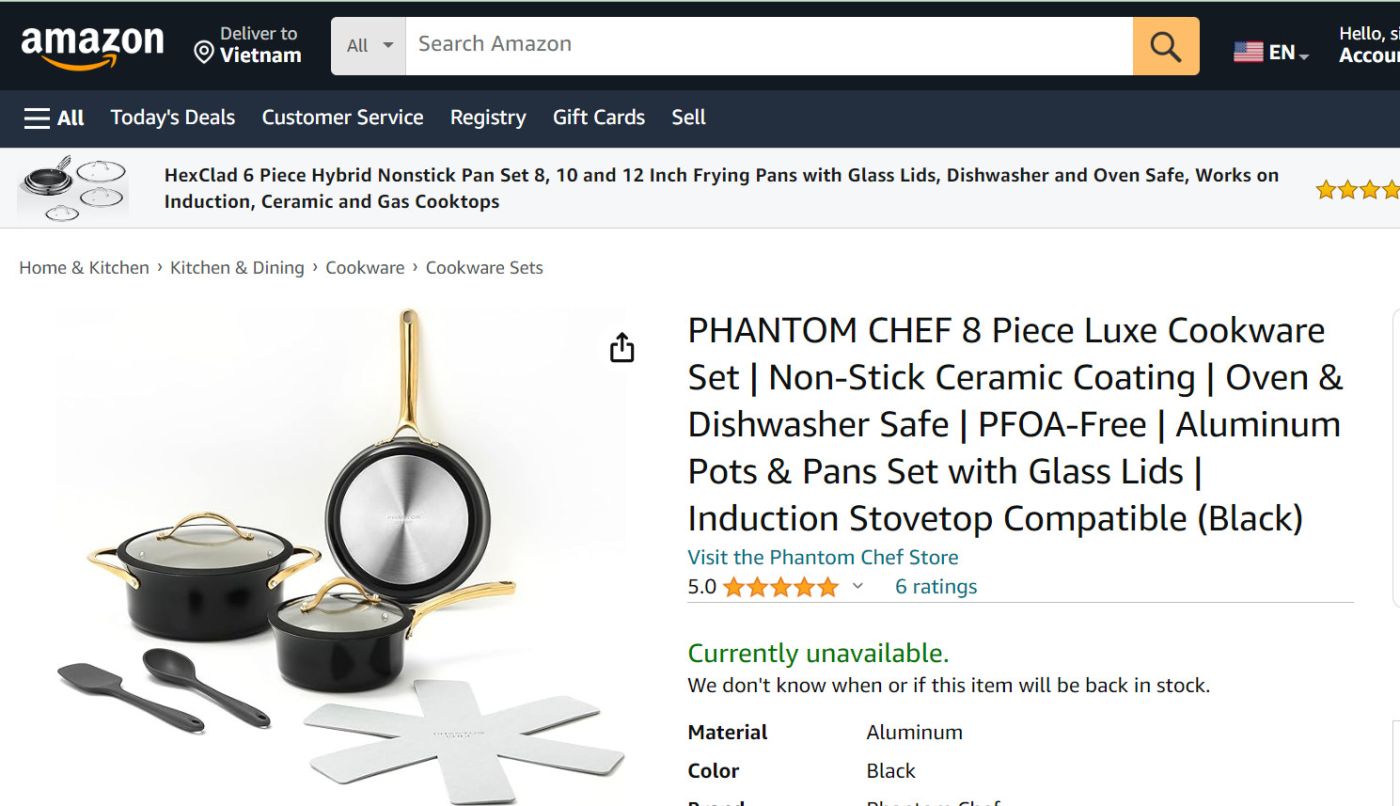 Bộ nồi Phantom Chef Luxe 8 món