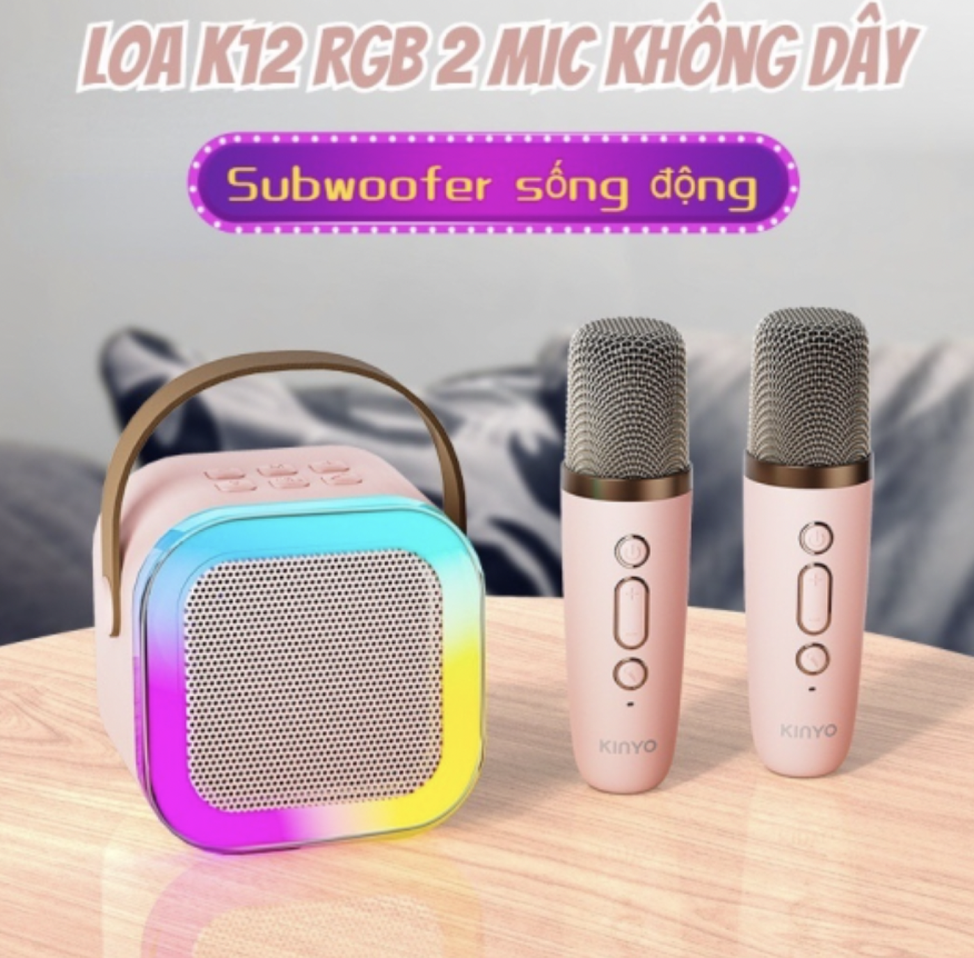 Loa Bluetooth không dây kèm 2 mic