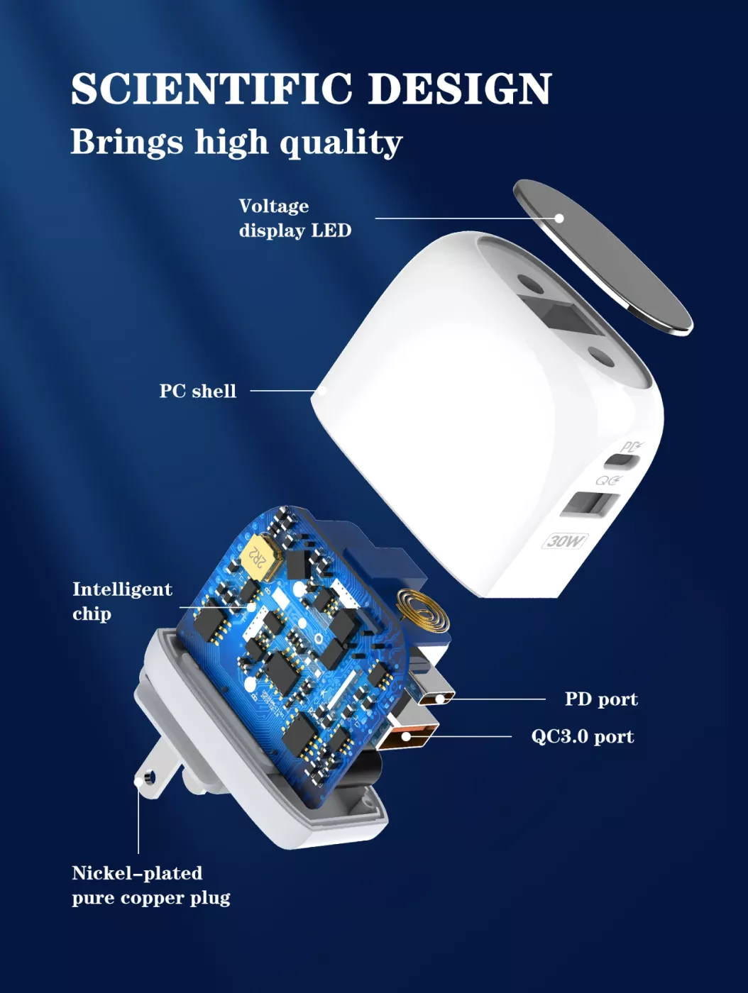 Bộ củ sạc nhanh 2 cổng PD 30W LDNIO A2522C kèm cáp Type C to Lightning