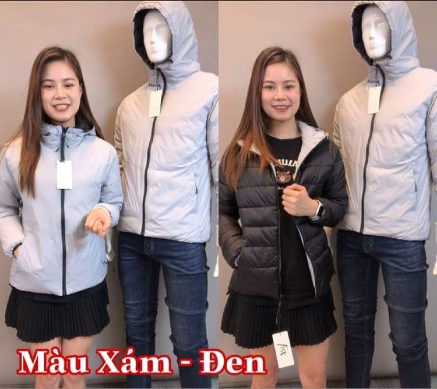 Áo Phao Nam Nữ - Áo Phao 2 mặt, Siêu ấm, Siêu nhẹ, Cản gió, dày 4 lớp Có 4 túi