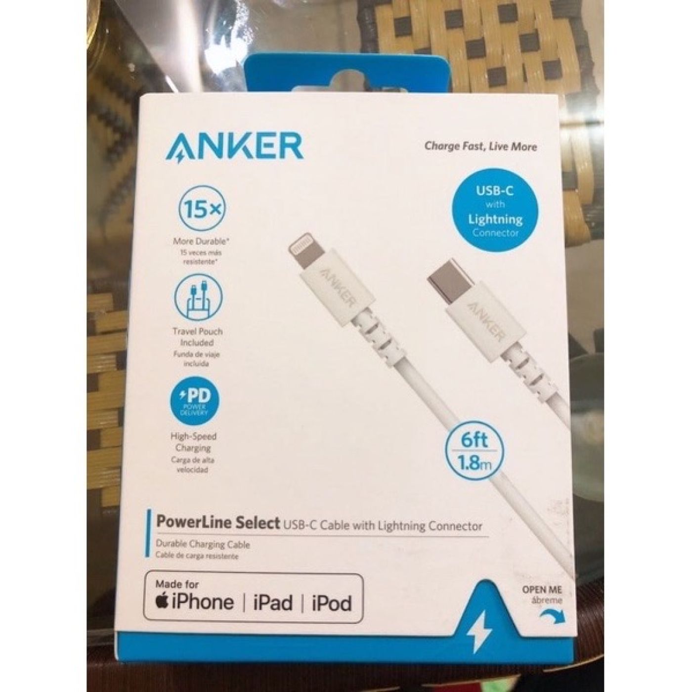 Cáp USB-C to Lightning Anker PowerLine Select A8613 1.8m