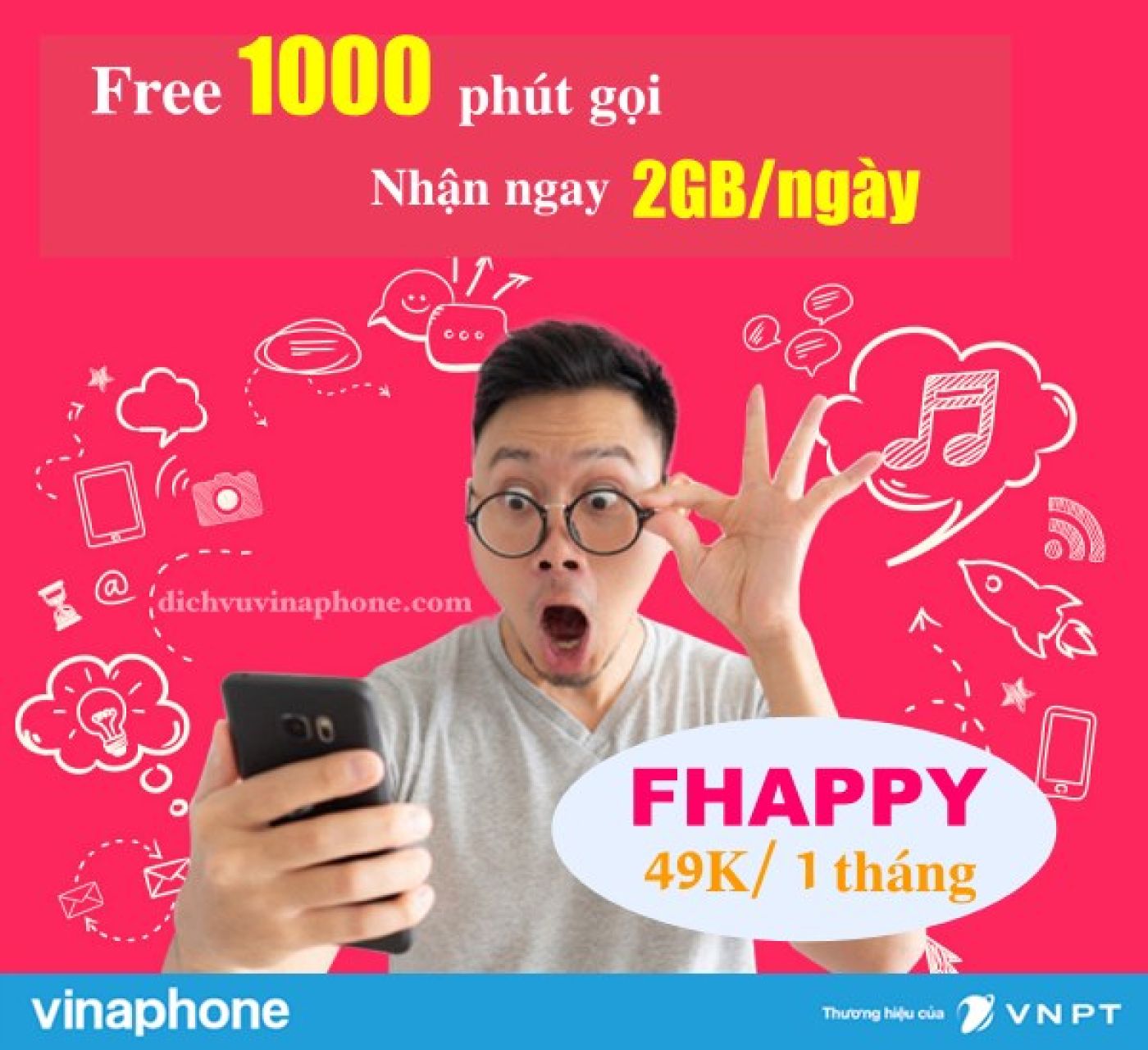 Sim Vinaphone vào mạng 2G/ngày