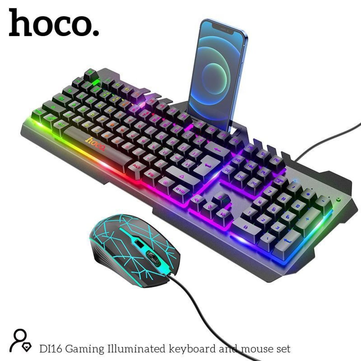 Bộ bàn phím kèm chuột cao cấp Gaming Hoco Di16 LED RGB bảo hành chính hãng