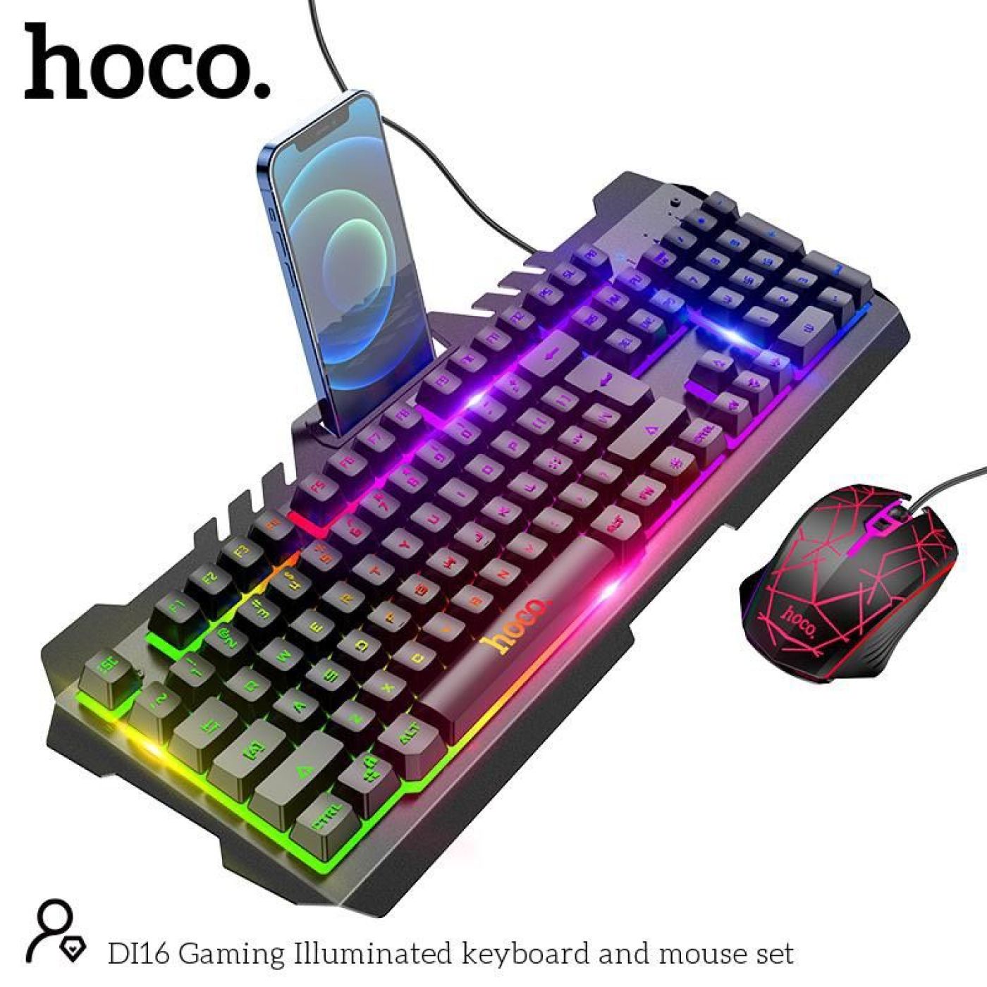 Bộ bàn phím kèm chuột cao cấp Gaming Hoco Di16 LED RGB bảo hành chính hãng